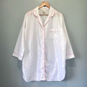 80’s Vintage White Satin-Feel Nightshirt Sleep Top